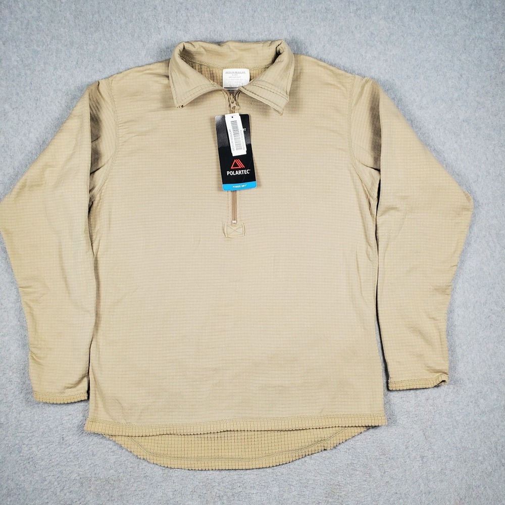 Peckham US Army Gen III L2 Polartec Grid Fleece 1/4 Zip Shirt Mens Medium Sand